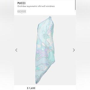 BNWT $1,630 Pucci Orchidee Silk Twill One Shoulder Asymmetrical Dress